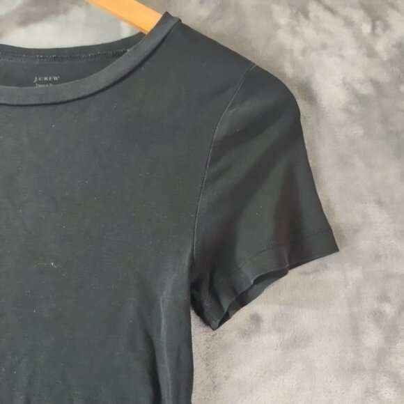 J Crew Womens Black Fitted Tee Shirt Medium Stretch Cotton Classic Closet Staple - Picture 4 of 8